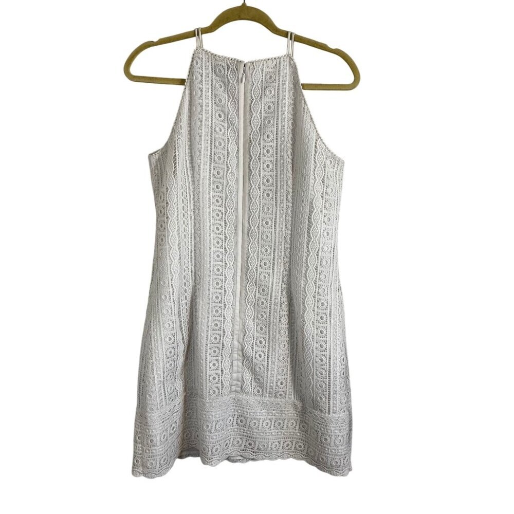 Floral Crochet Tank Dress White 6 Bridal Boho Indie Folk Eyelet Scalloped Chic - Picture 2 of 10